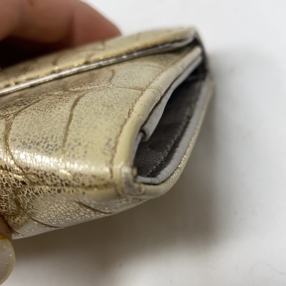 Goldtone Croc Embossed Long Wallet Clutch Bag - Picture 10 of 10